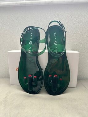 Katy Perry Collections Emerald Green Jelly Cactus Toe-Ring Sandals
